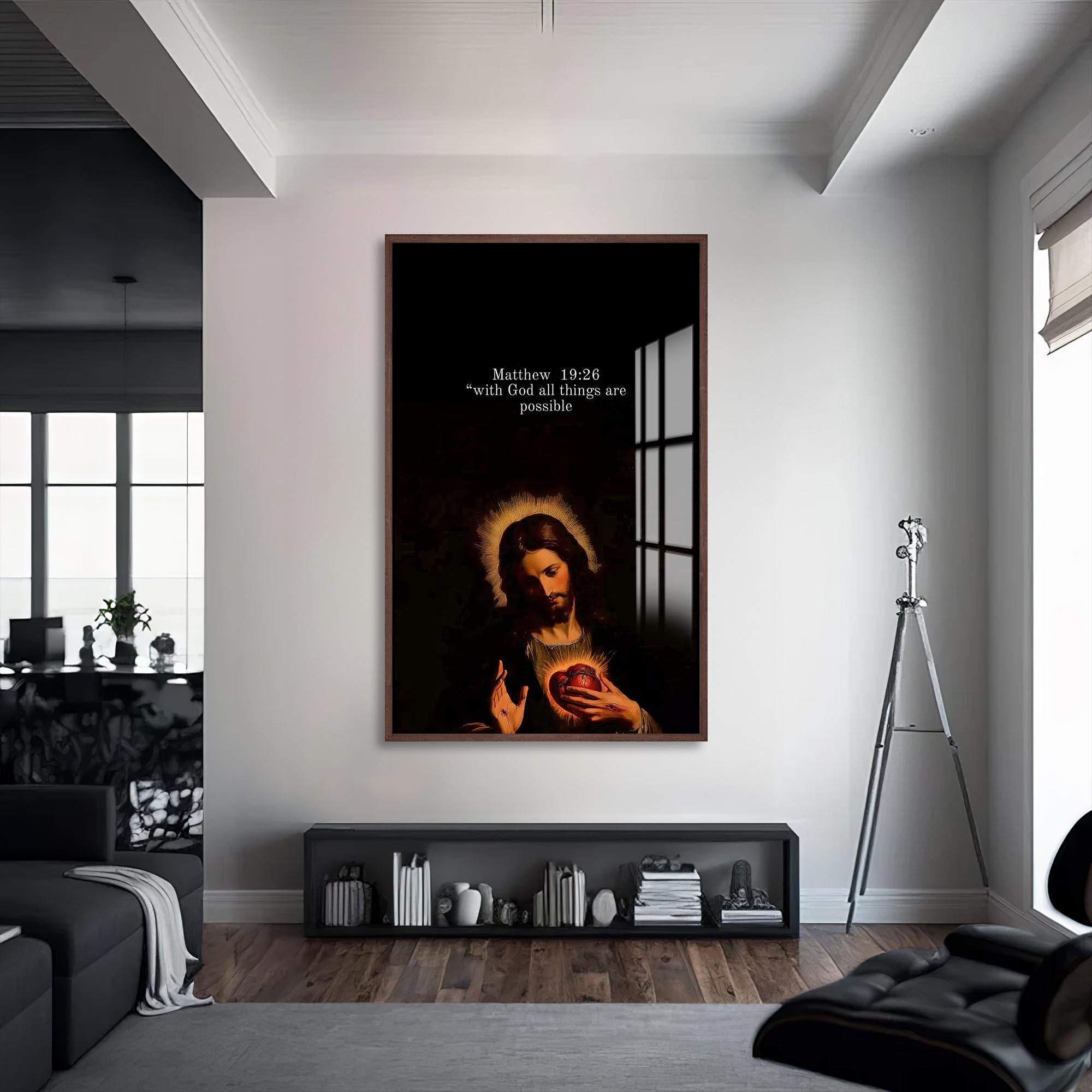 Artronauts Glass Print S | 72x46 cm | 28.3"x18.1" / Walnut All Things Possible– Christian Tempered Glass Wall Art