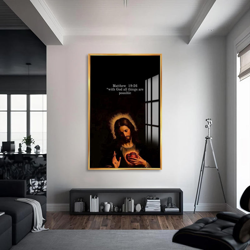Artronauts Glass Print S | 72x46 cm | 28.3"x18.1" / Gold All Things Possible– Christian Tempered Glass Wall Art