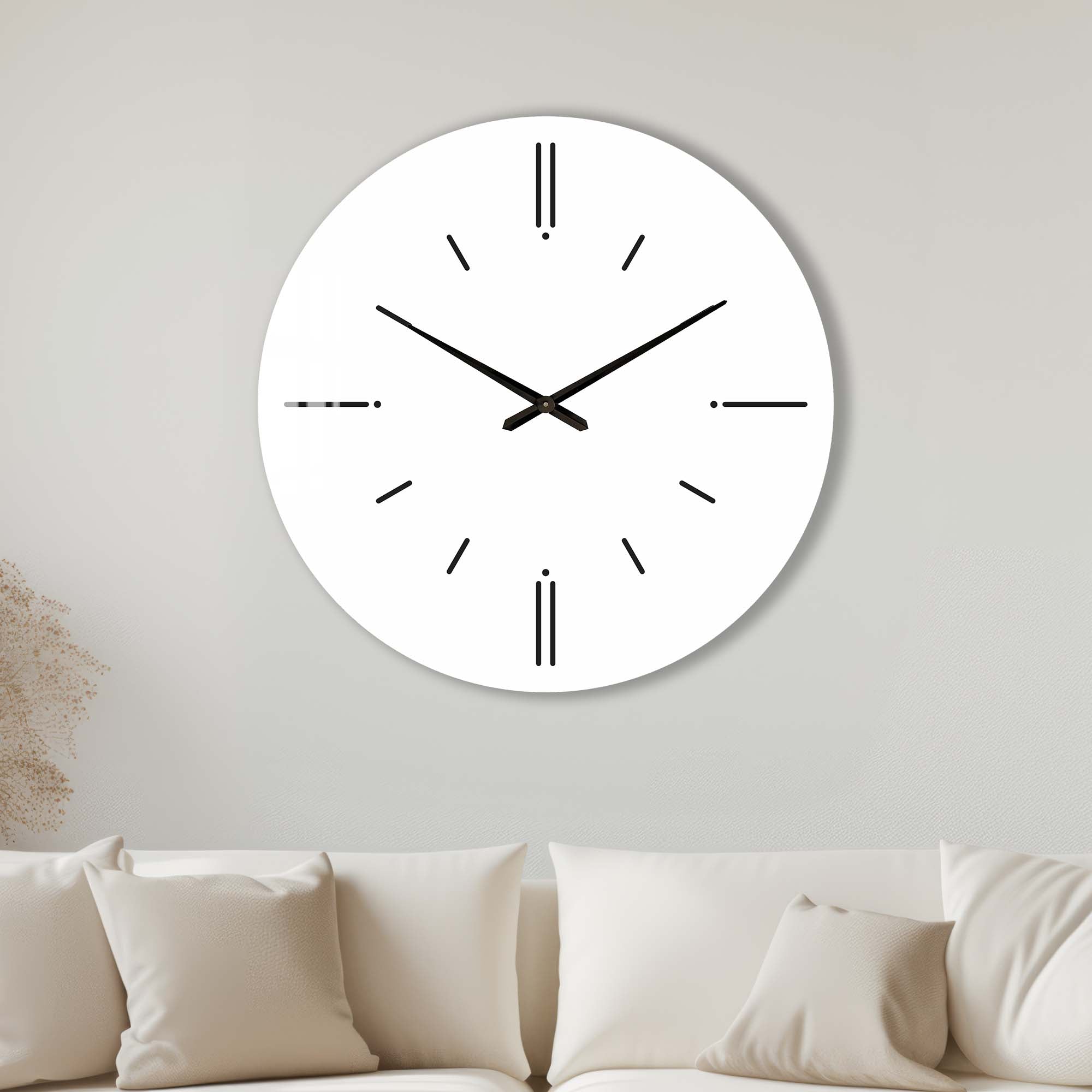 Minimal White - Glass Wall Clock