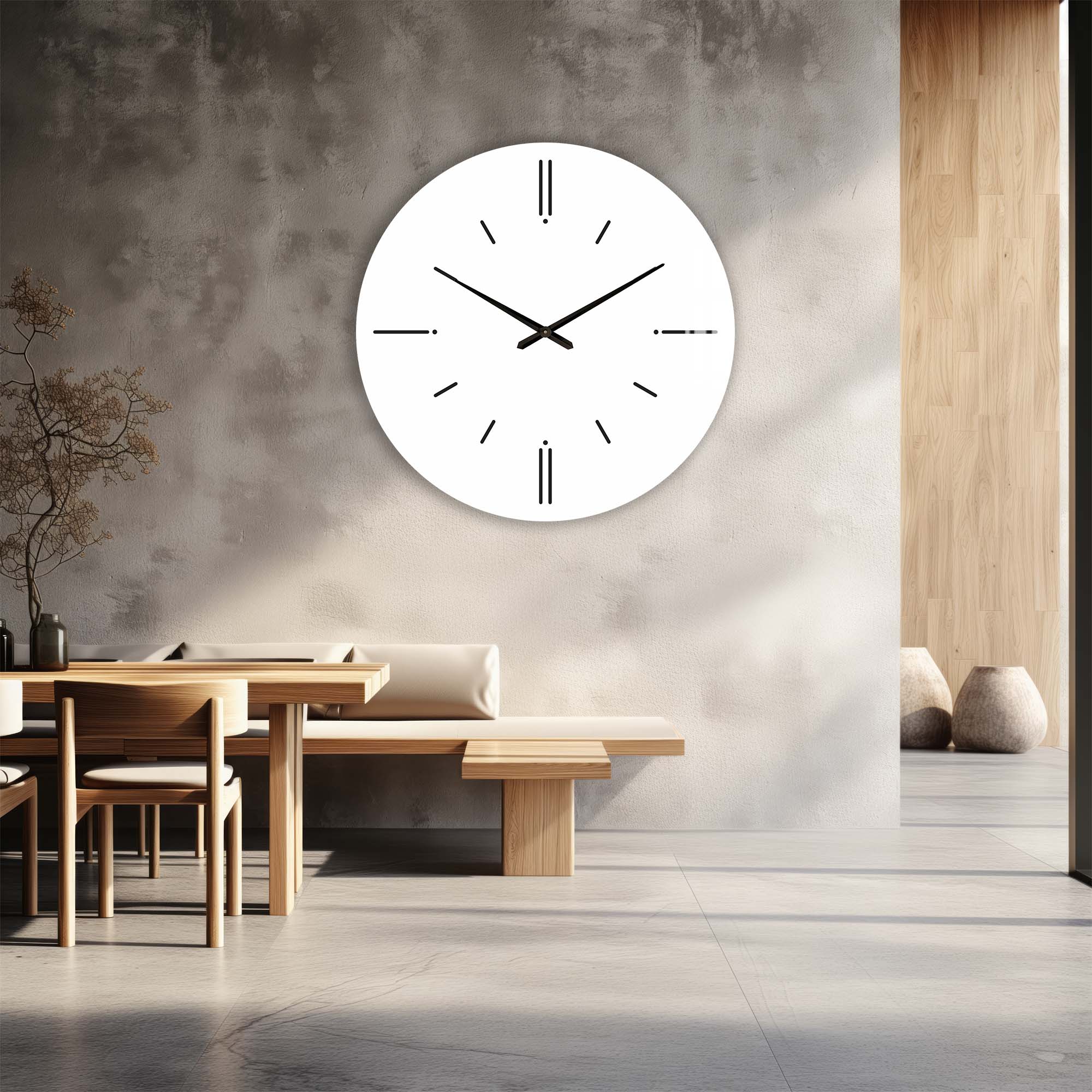 Minimal White - Glass Wall Clock