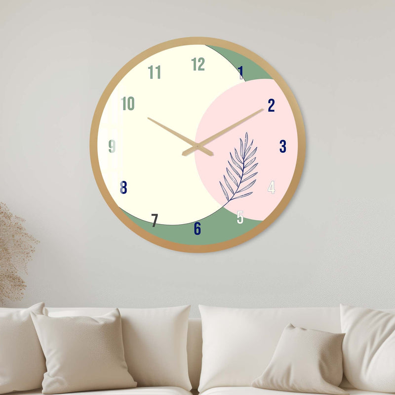 Artronauts Glass Print 40 cm ⌀ | 15.7" / Gold Pistachio - Glass Wall Clock