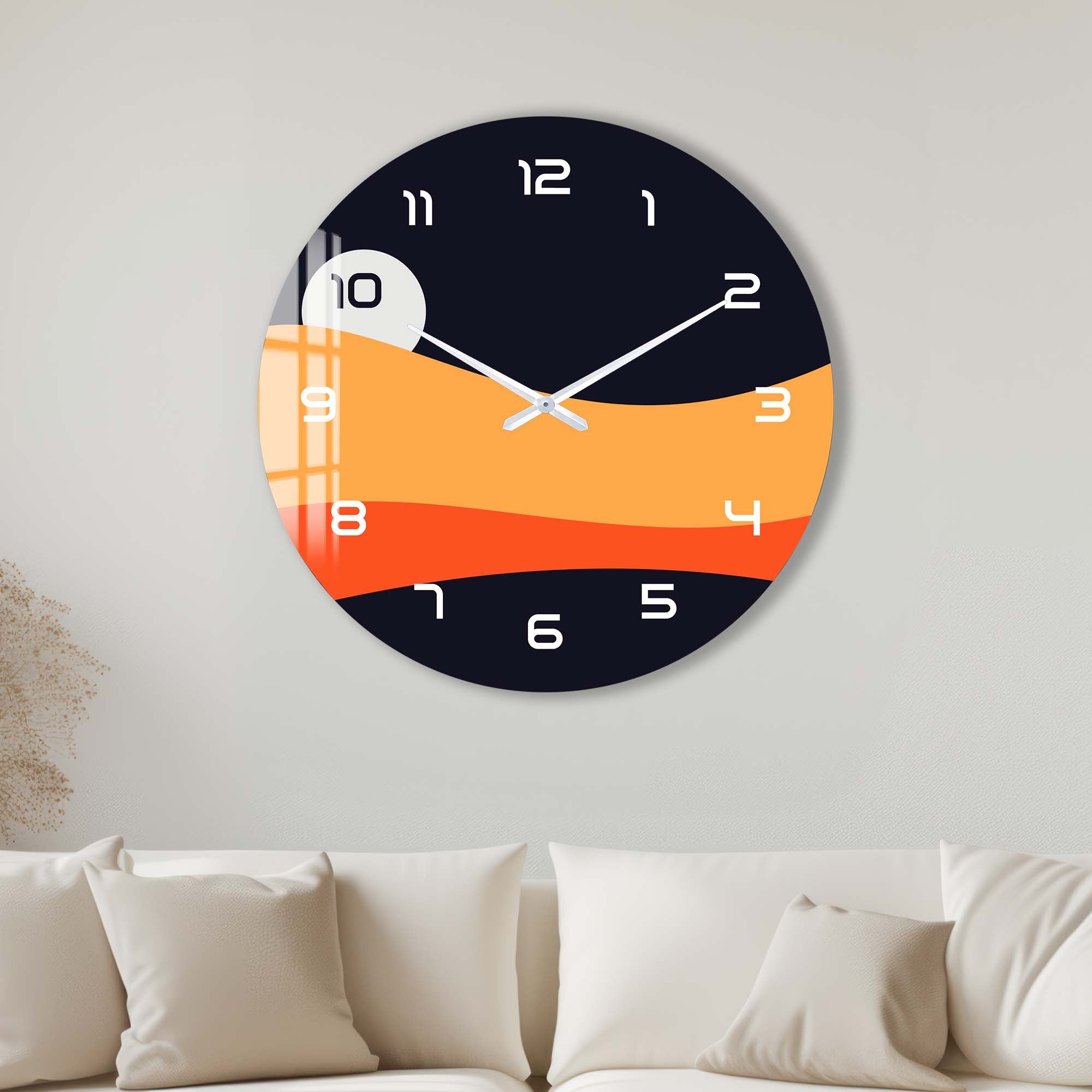 Sunset Layers - Glass Wall Clock