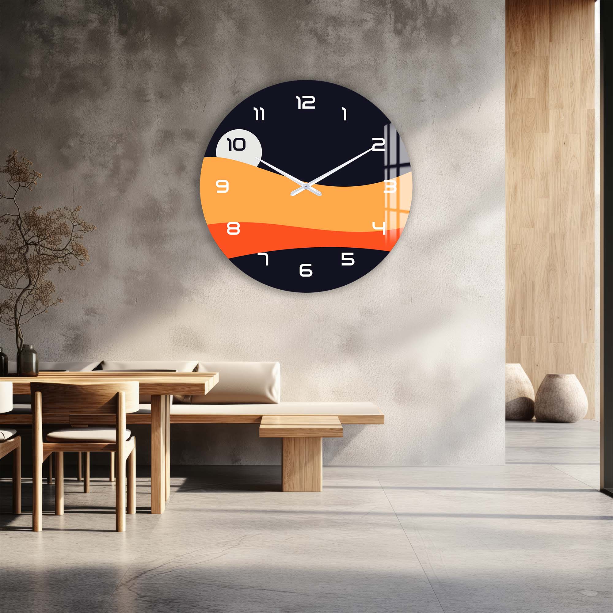 Sunset Layers - Glass Wall Clock