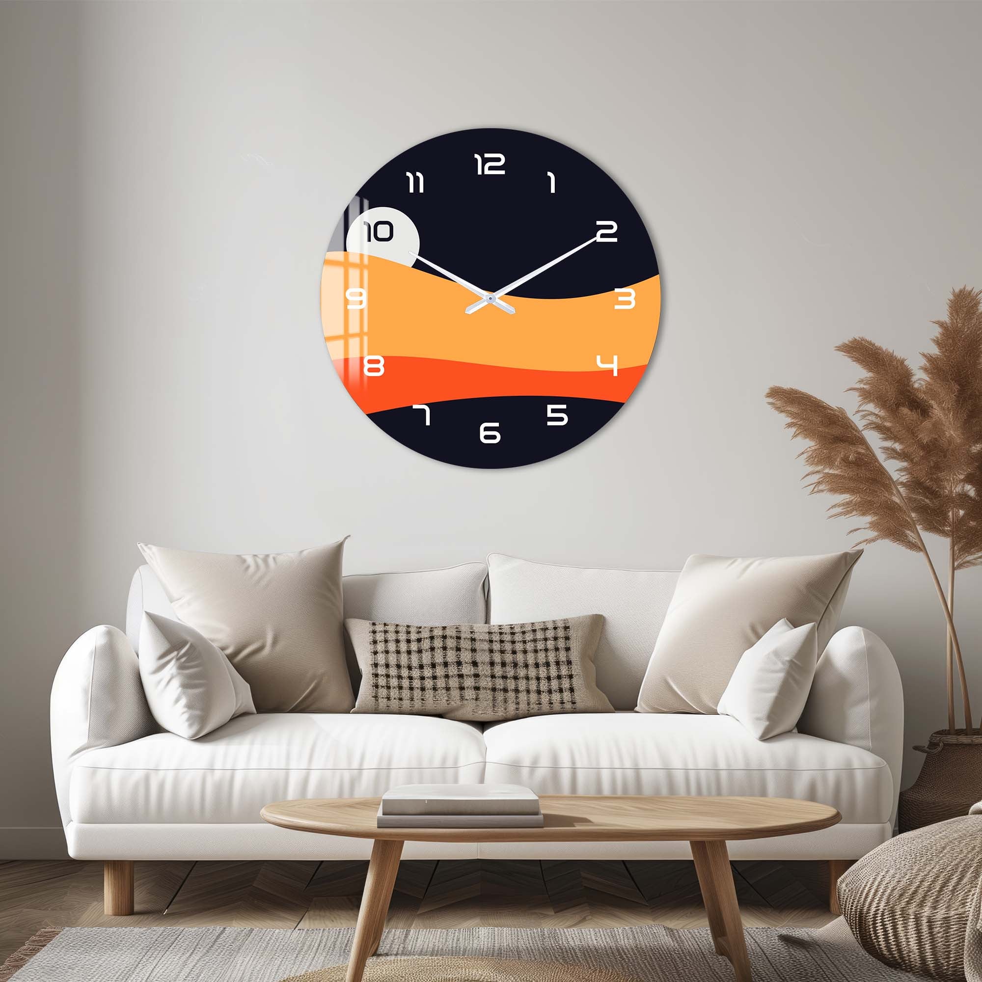 Sunset Layers - Glass Wall Clock