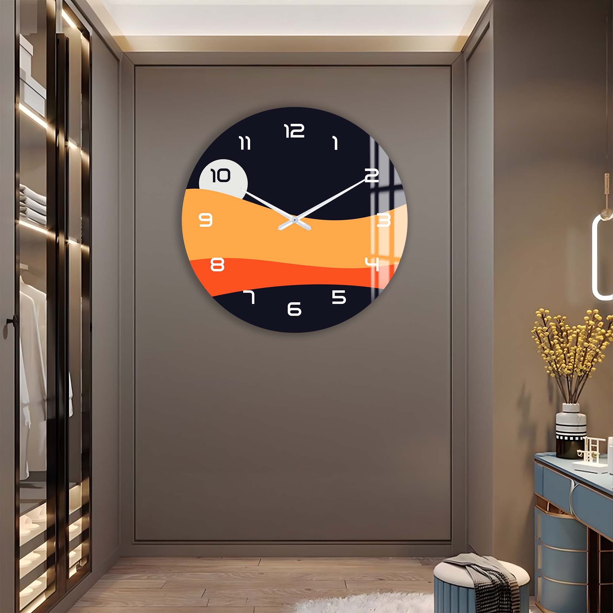 Sunset Layers - Glass Wall Clock