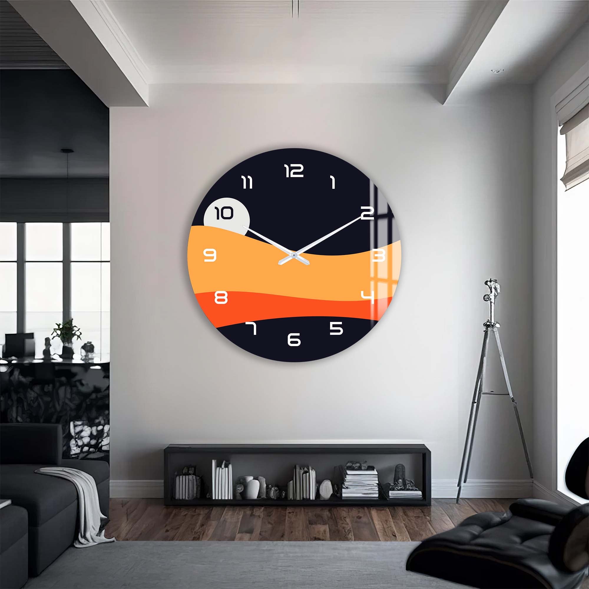 Sunset Layers - Glass Wall Clock