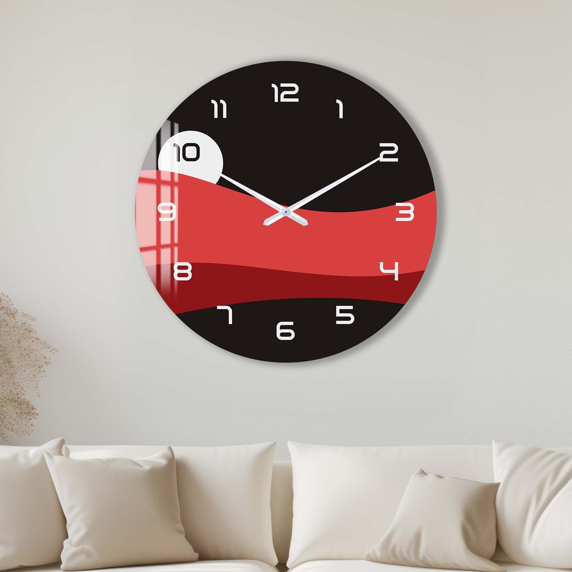 Red Layers - Glass Wall Clock