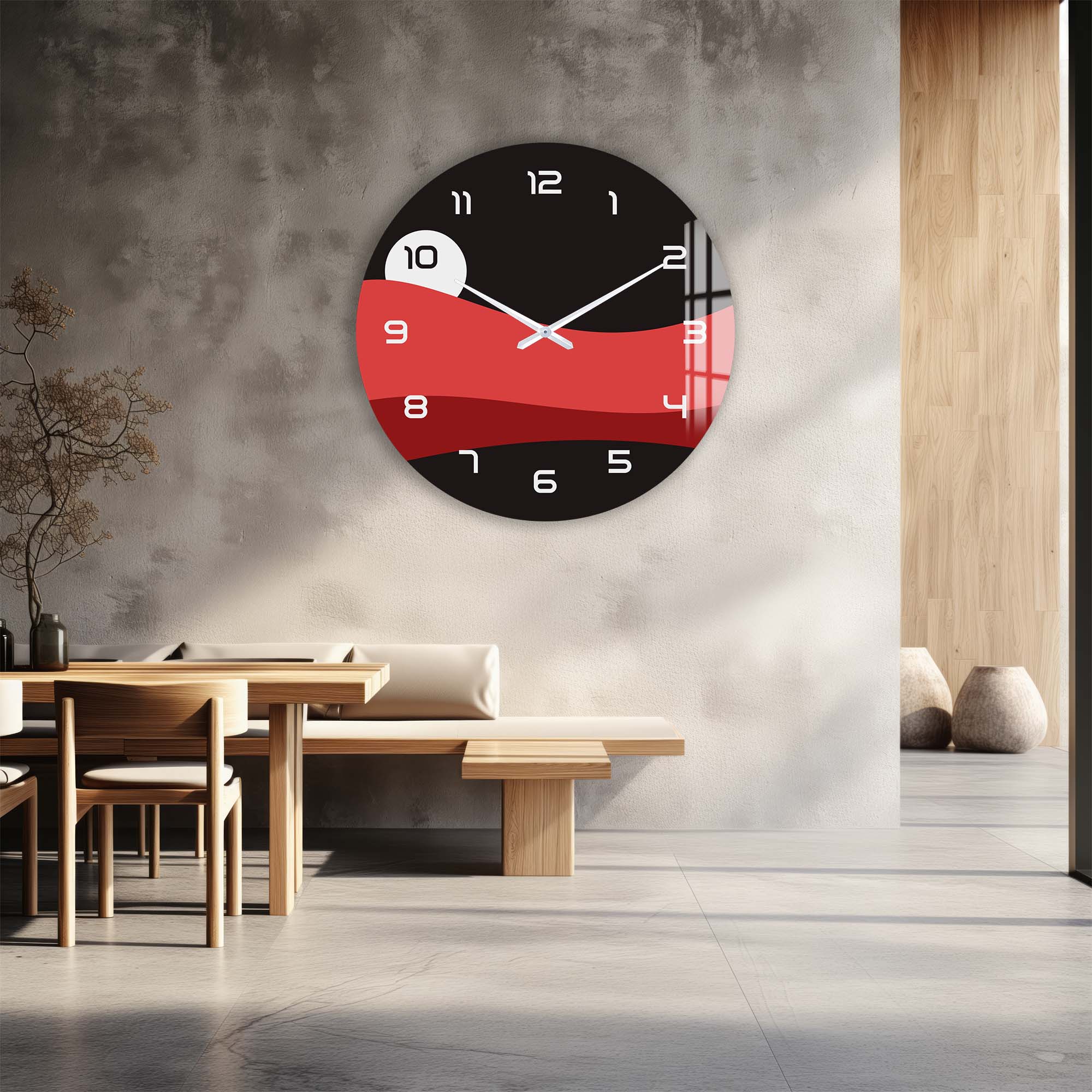 Red Layers - Glass Wall Clock