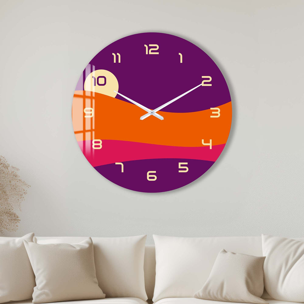 Artronauts Glass Print 40 cm ⌀ | 15.7" / Frameless Pastel Sunset - Glass Wall Clock