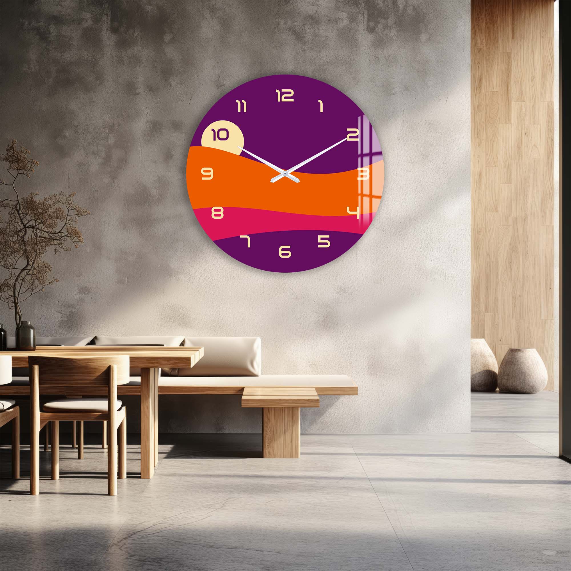 Pastel Sunset - Glass Wall Clock