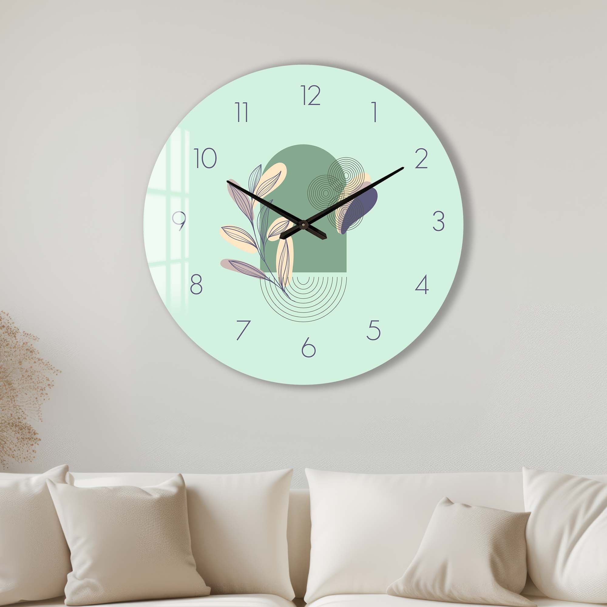 Lunaria Mint - Glass Wall Clock