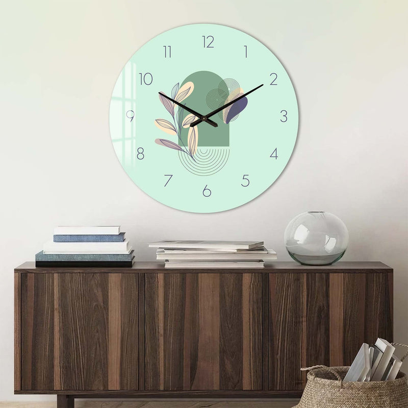Artronauts Glass Print Lunaria Mint - Glass Wall Clock