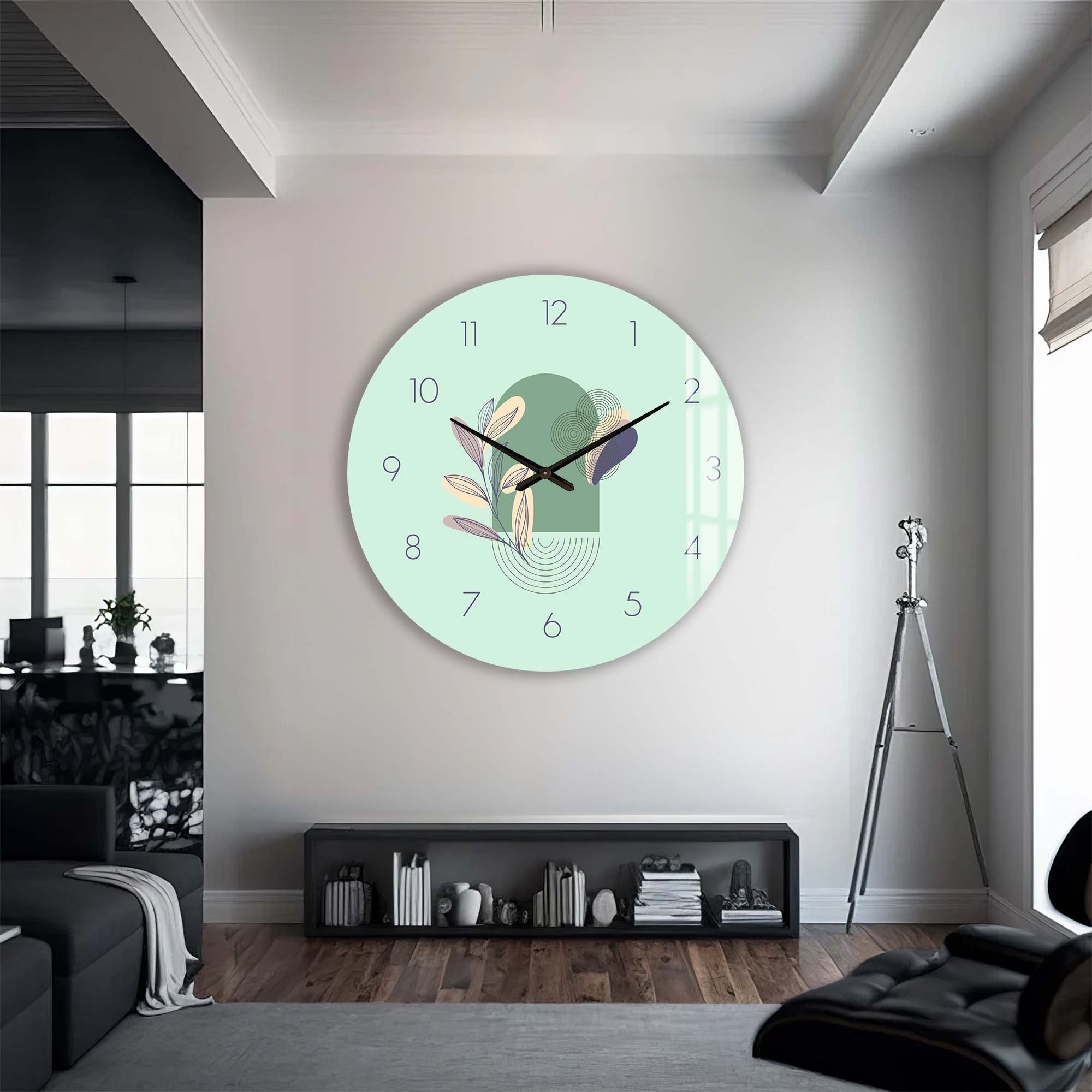 Lunaria Mint - Glass Wall Clock