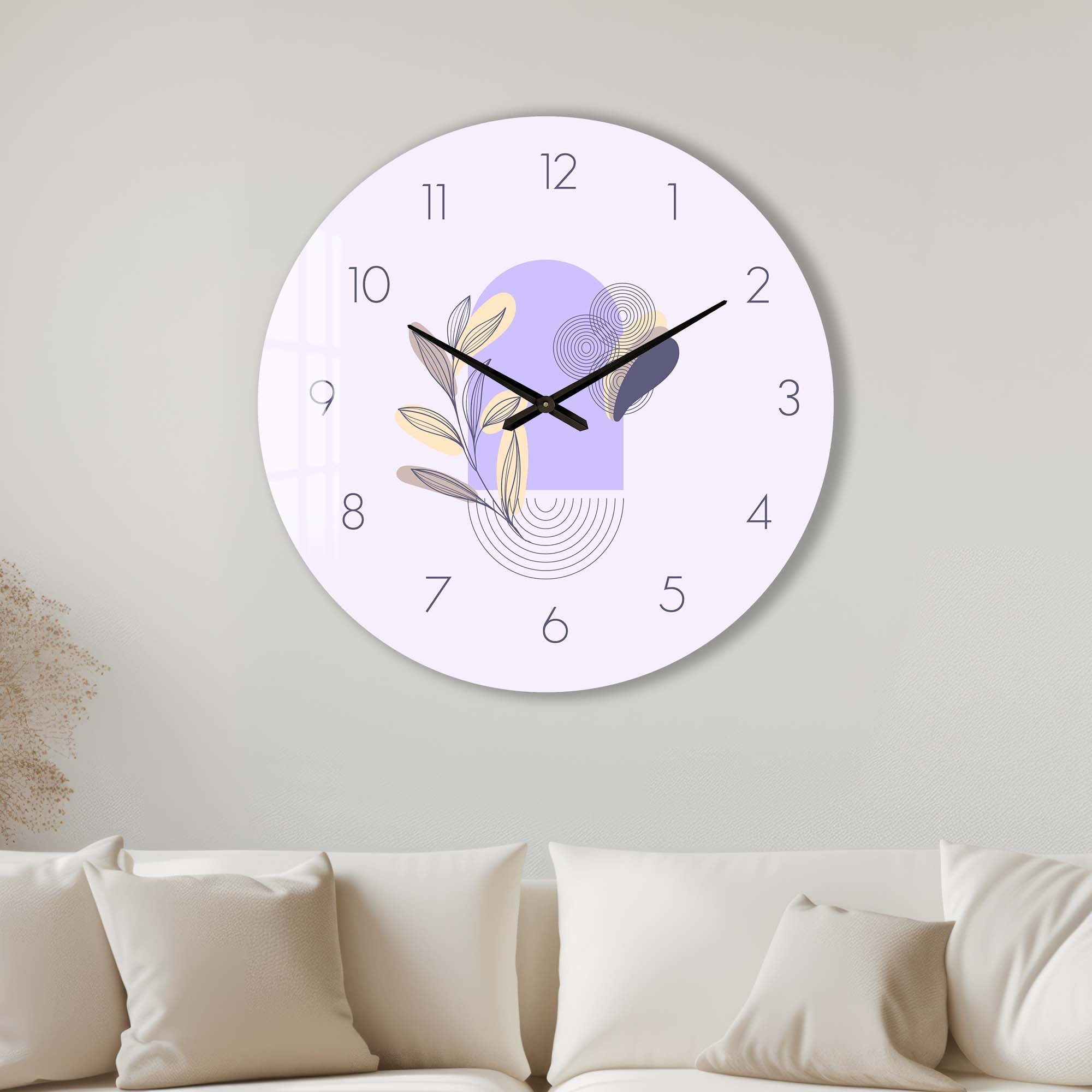 Lunaria Lilac - Glass Wall Clock