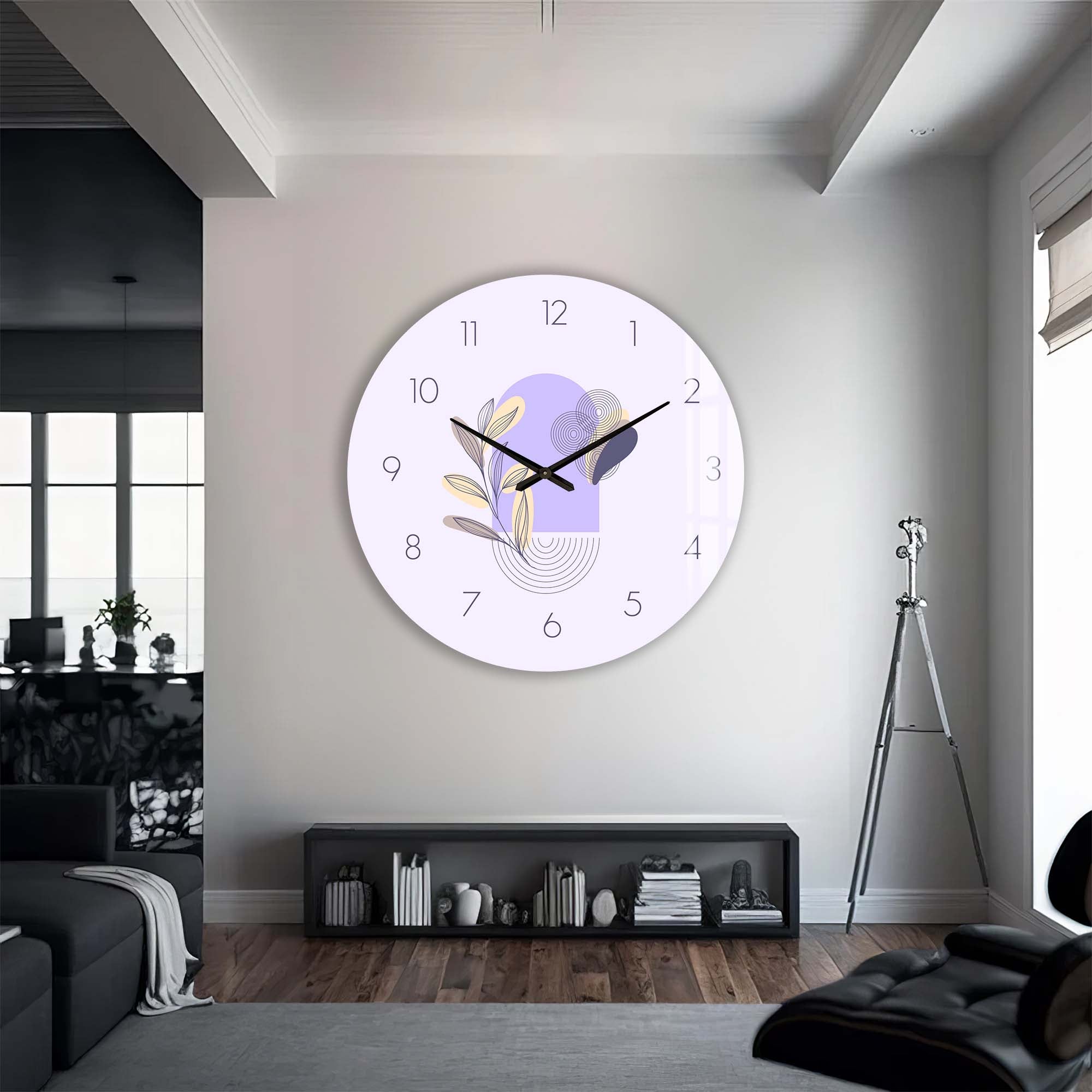 Lunaria Lilac - Glass Wall Clock