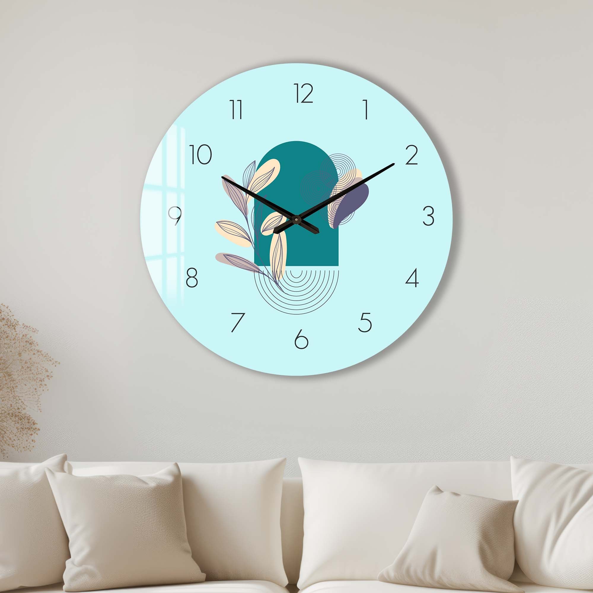 Lunaria Blue - Glass Wall Clock