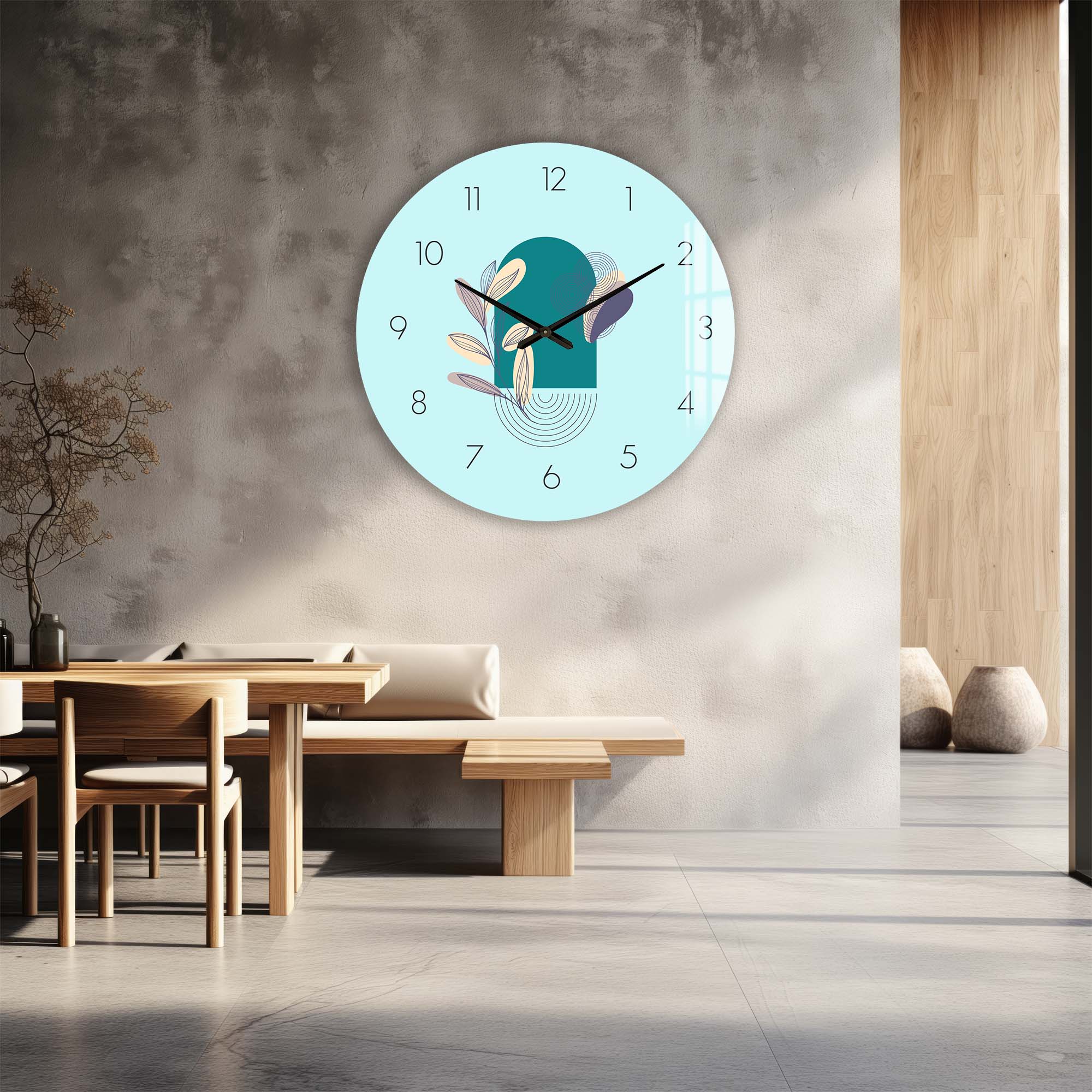 Lunaria Blue - Glass Wall Clock