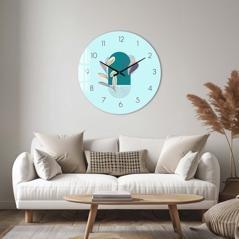 Artronauts Glass Print Lunaria Blue - Glass Wall Clock