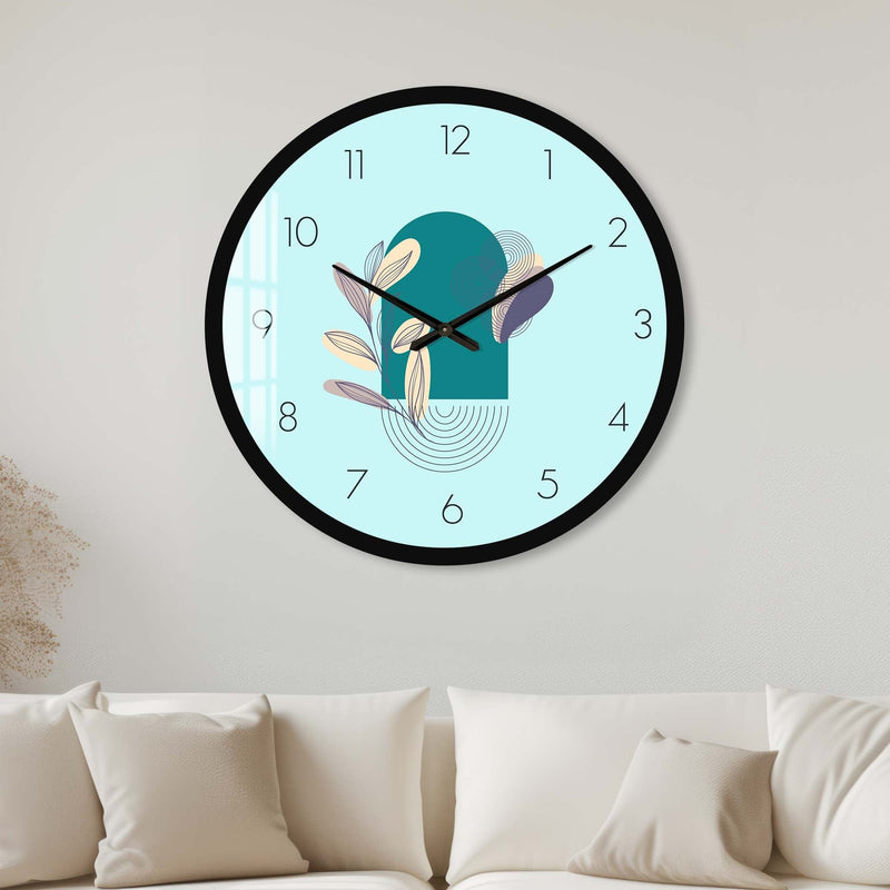 Artronauts Glass Print 40 cm ⌀ | 15.7" / Black Lunaria Blue - Glass Wall Clock