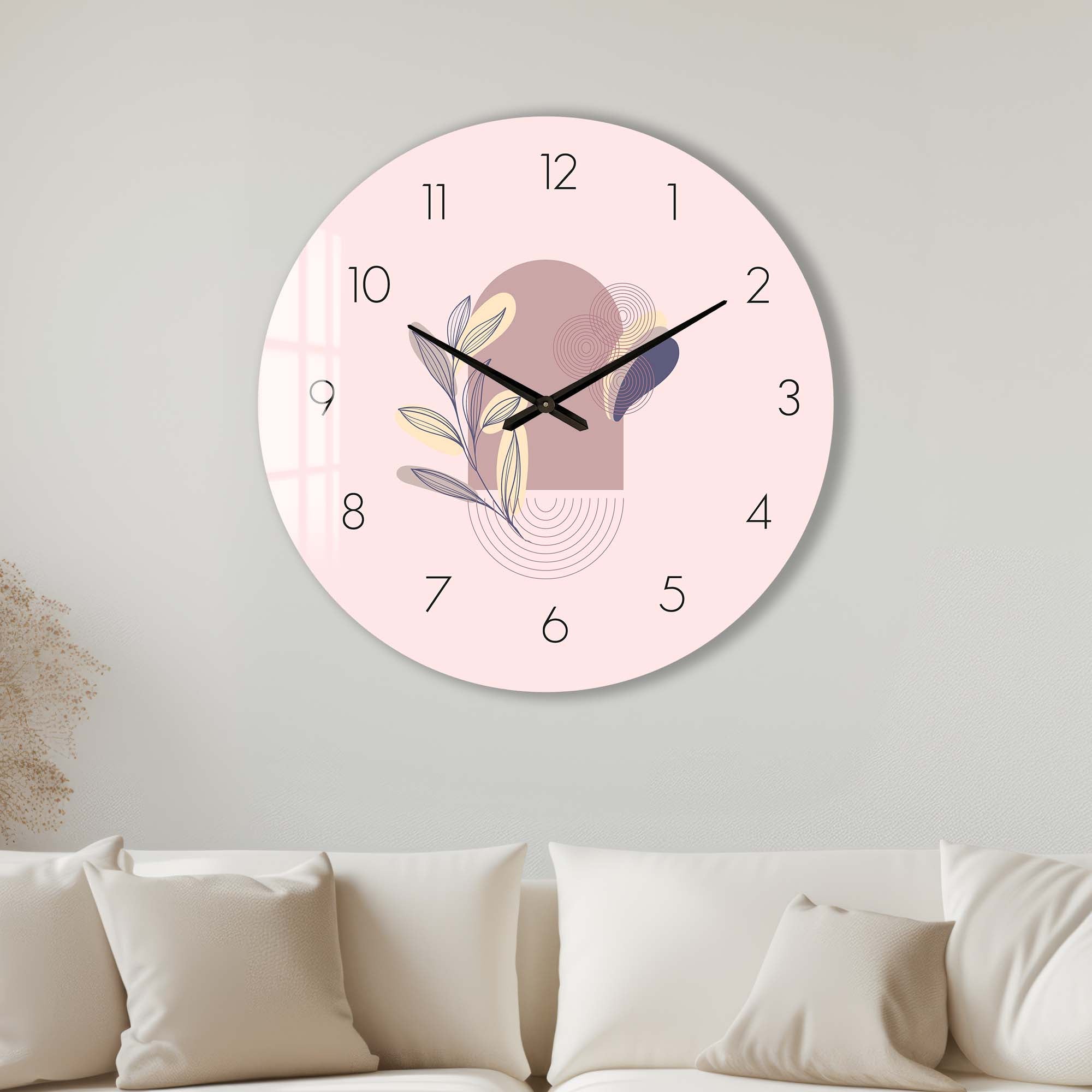 Lunaria Pink - Glass Wall Clock