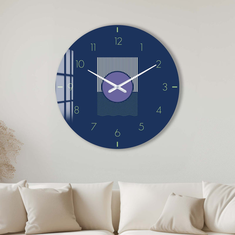 Artronauts Glass Print 40 cm ⌀ | 15.7" / Frameless Navy Blue - Glass Wall Clock