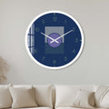 Artronauts Glass Print 40 cm ⌀ | 15.7" / White Navy Blue - Glass Wall Clock