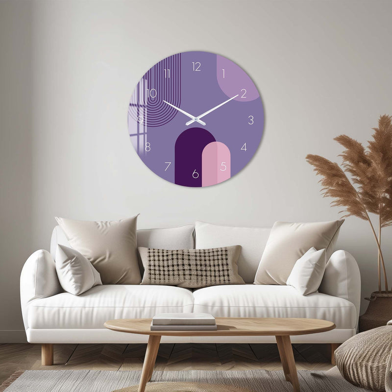 Artronauts Glass Print Puffy Purple - Glass Wall Clock