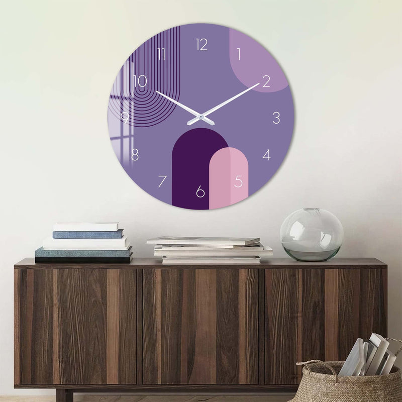 Artronauts Glass Print Puffy Purple - Glass Wall Clock