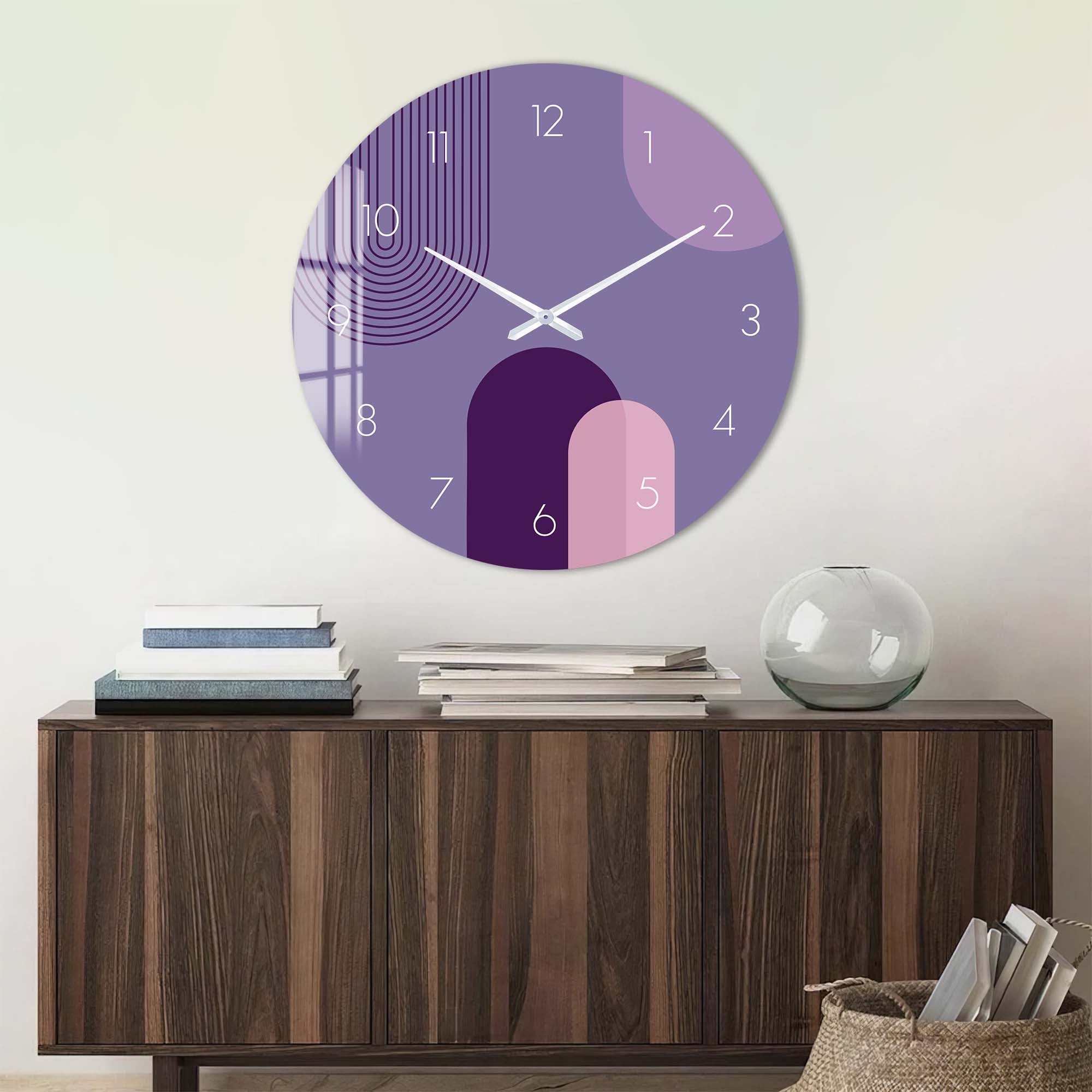 Puffy Purple - Glass Wall Clock