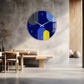 Artronauts Glass Print Puffy Blue & Yellow - Glass Wall Clock