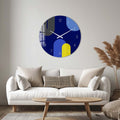 Artronauts Glass Print Puffy Blue & Yellow - Glass Wall Clock