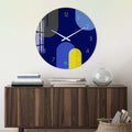 Artronauts Glass Print Puffy Blue & Yellow - Glass Wall Clock