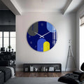 Artronauts Glass Print Puffy Blue & Yellow - Glass Wall Clock