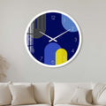 Artronauts Glass Print 40 cm ⌀ | 15.7" / White Puffy Blue & Yellow - Glass Wall Clock