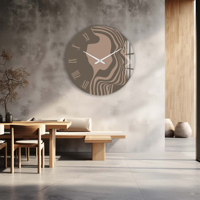 Artronauts Glass Print Brown Silhouette - Glass Wall Clock