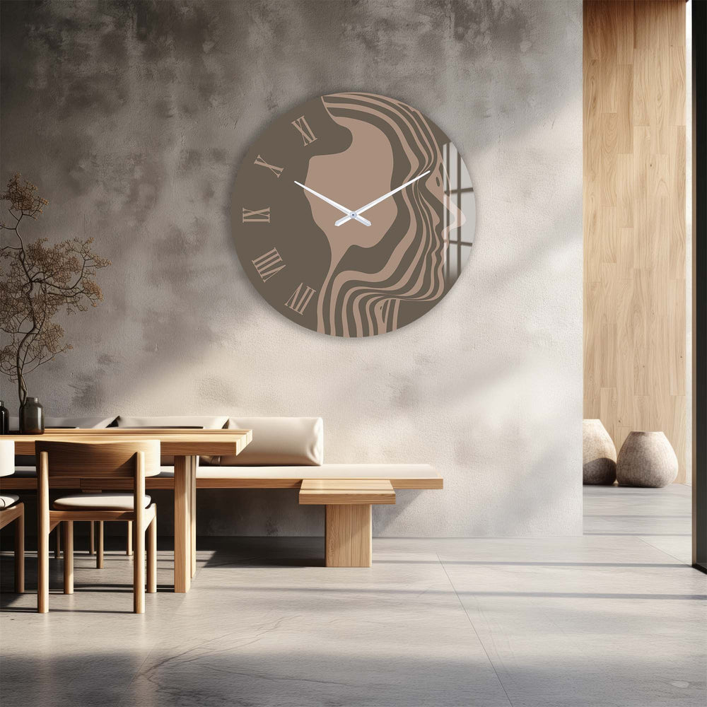 Artronauts Glass Print Brown Silhouette - Glass Wall Clock