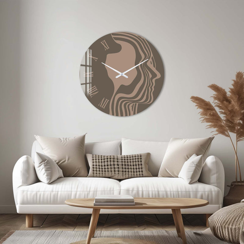 Artronauts Glass Print Brown Silhouette - Glass Wall Clock