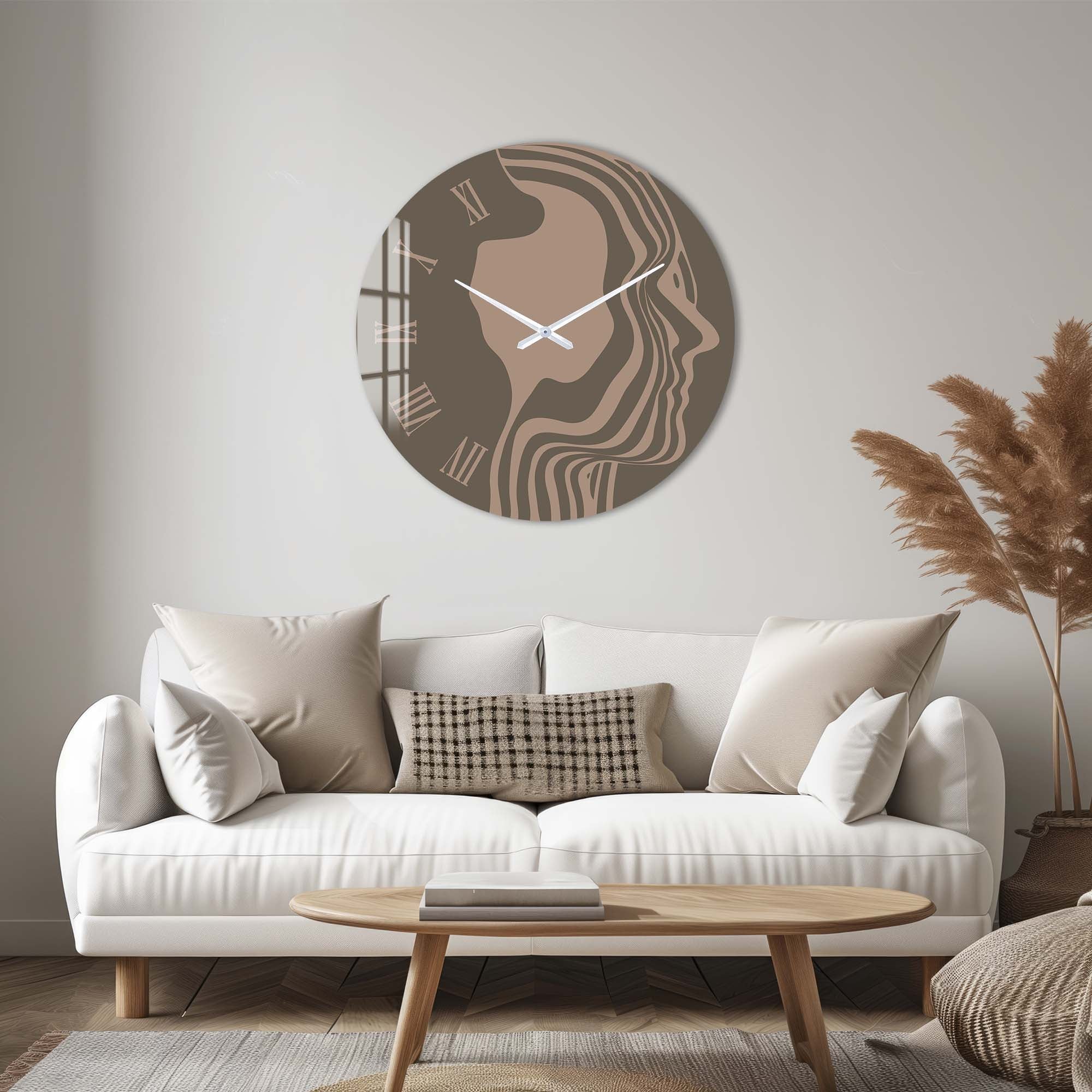 Brown Silhouette - Glass Wall Clock