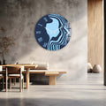 Artronauts Glass Print Blue Silhouette - Glass Wall Clock