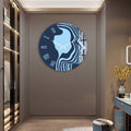 Artronauts Glass Print Blue Silhouette - Glass Wall Clock