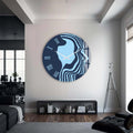 Artronauts Glass Print Blue Silhouette - Glass Wall Clock