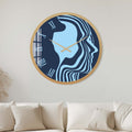 Artronauts Glass Print 40 cm ⌀ | 15.7" / Gold Blue Silhouette - Glass Wall Clock