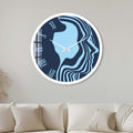 Artronauts Glass Print 40 cm ⌀ | 15.7" / White Blue Silhouette - Glass Wall Clock