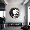 Artronauts Glass Print Black&White Silhouette - Glass Wall Clock