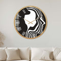 Artronauts Glass Print 40 cm ⌀ | 15.7" / Gold Black&White Silhouette - Glass Wall Clock