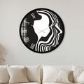 Artronauts Glass Print 40 cm ⌀ | 15.7" / Black Black&White Silhouette - Glass Wall Clock