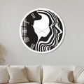 Artronauts Glass Print 40 cm ⌀ | 15.7" / White Black&White Silhouette - Glass Wall Clock