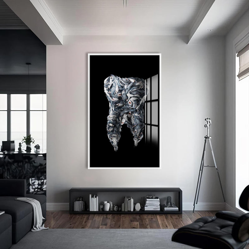 Artronauts Glass Print S | 72x46 cm | 28.3"x18.1" / White Shark Tooth - Tempered Glass Wall Art