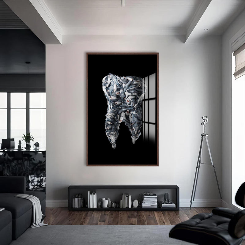 Artronauts Glass Print S | 72x46 cm | 28.3"x18.1" / Walnut Shark Tooth - Tempered Glass Wall Art