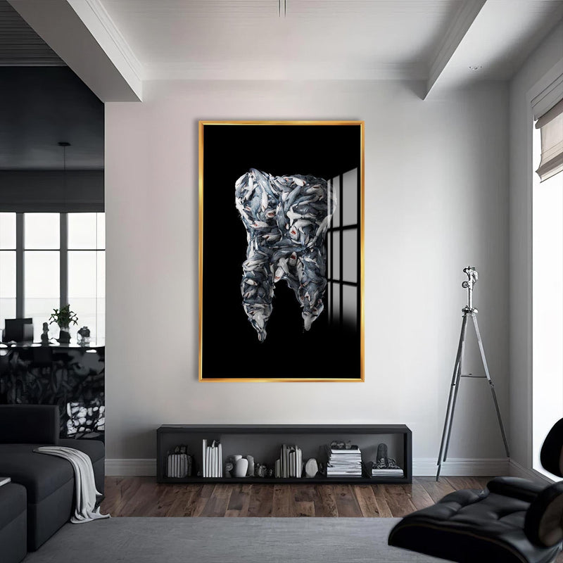 Artronauts Glass Print S | 72x46 cm | 28.3"x18.1" / Gold Shark Tooth - Tempered Glass Wall Art